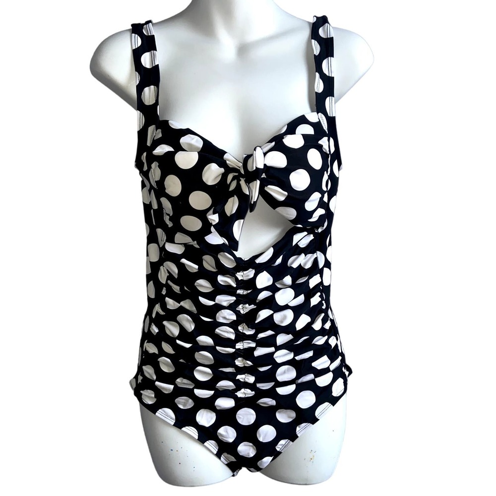TopMelon Swimsuit Women Size XL One Piece Polka Dot Black and White *